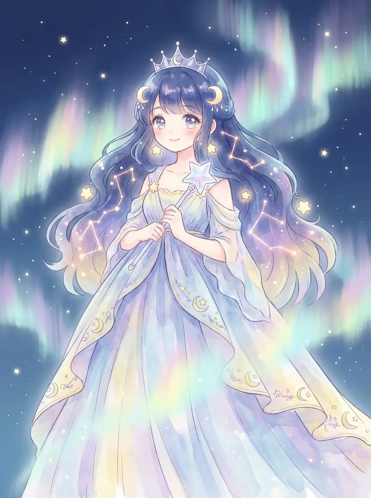 电视剧单身女王 - 星辰公主希尔角色设定图，手持星光权杖